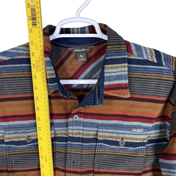Eddie Bauer Mens XL Striped Long Sleeve Button Up Soft Flannel Shacket Western - Picture 12 of 16
